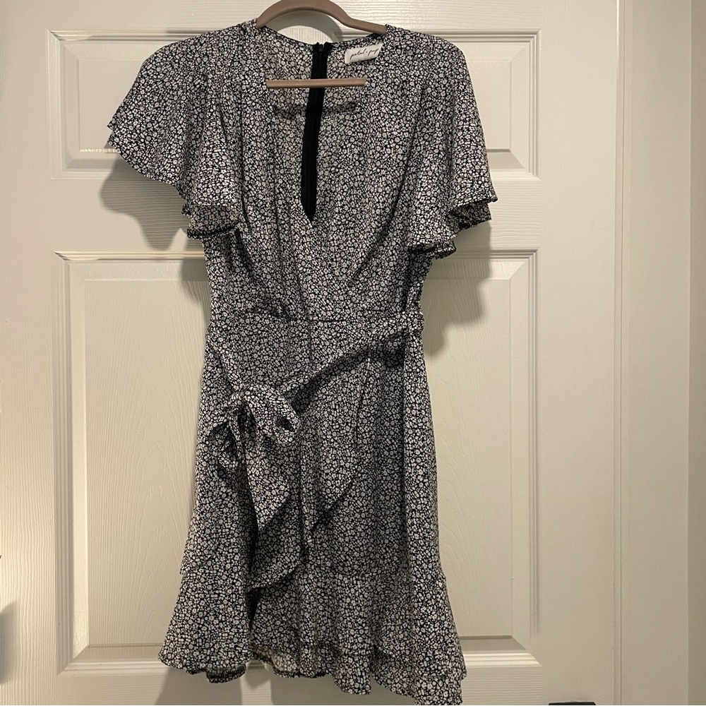 Petal & Pup Floral Black and White Wrap Dress